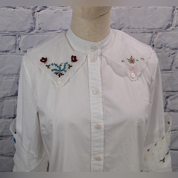 Tory Burch Women's Afternoon Tea Handkerchief Blouse Western Farm Country Medium - Picture 11 of 12